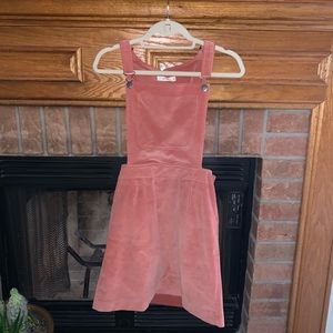 Coral Corduroy Overall Dress
